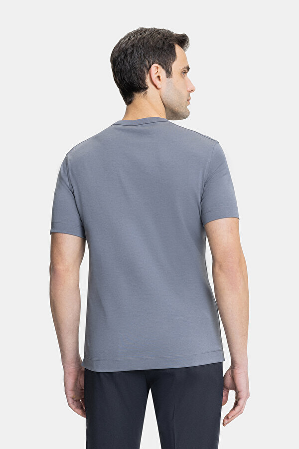 GRİ O YAKA KISA KOLLU T-SHIRT 2