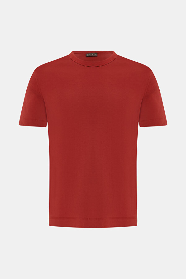 KIRMIZI O YAKA KISA KOLLU T-SHIRT