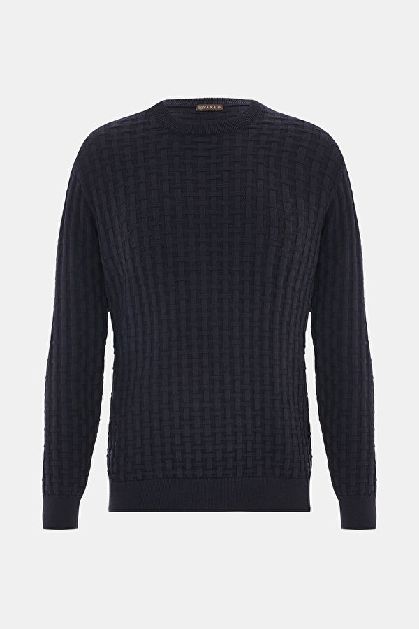 NAVY BLUE BASIC / ROUND NECKLINE TRICOT