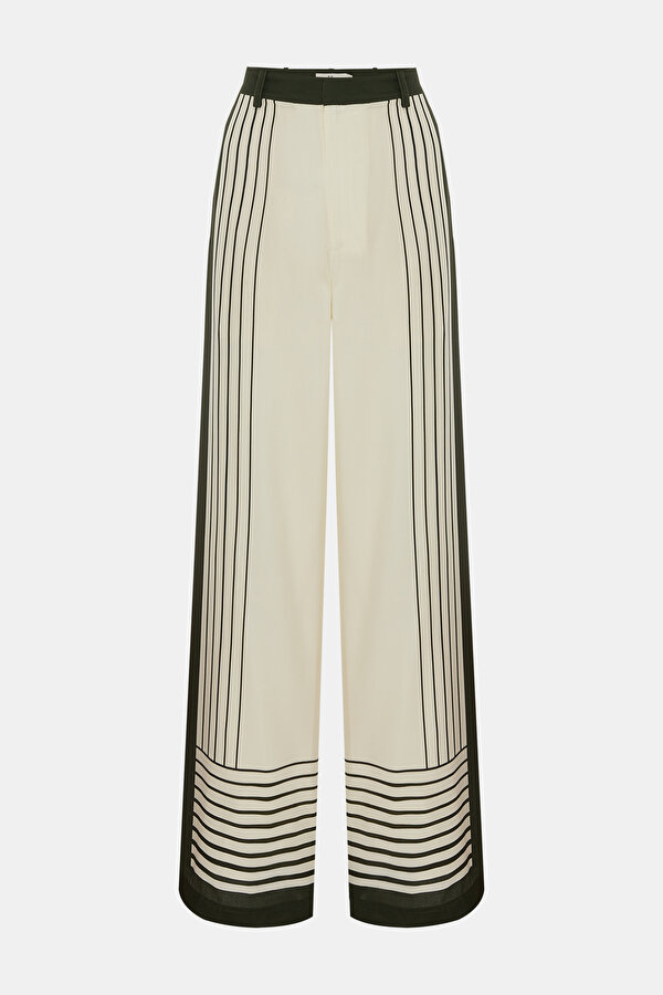 BROWN STRAIGHT CUT SILK TROUSERS