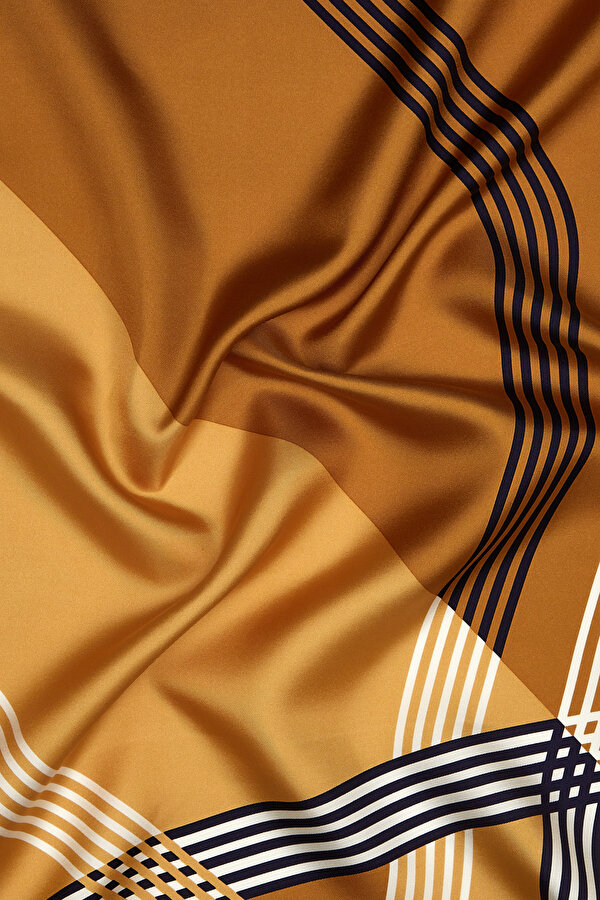 LIGHT BROWN GEOMETRIC DESIGN TWILL SCARF 2