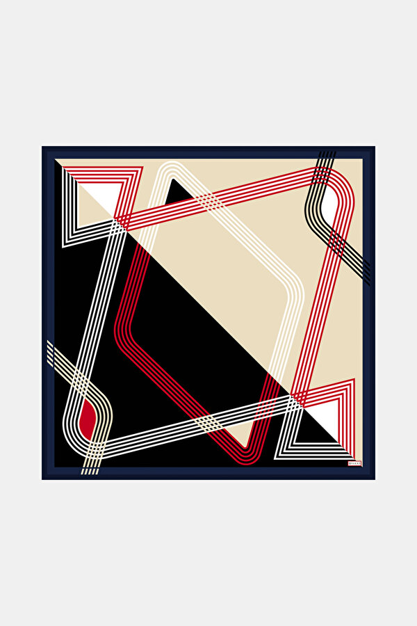 SİYAH GEOMETRİK DESENLİ TWILL EŞARP