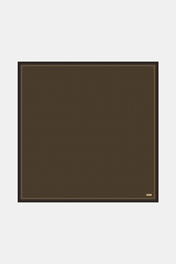 MONOGRAM DESENLİ TWILL İPEK EŞARP