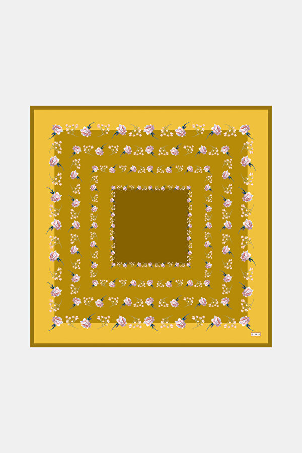 ÇİÇEK DESENLİ TWILL İPEK EŞARP