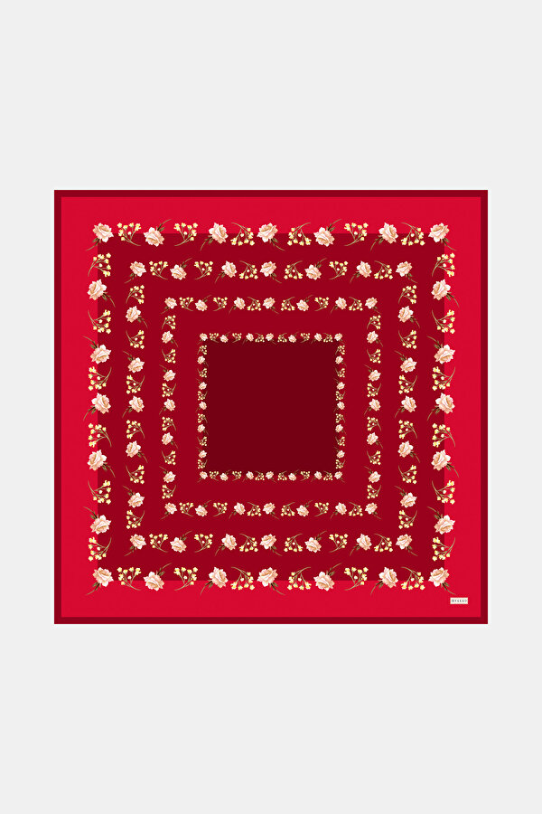 ÇİÇEK DESENLİ TWILL İPEK EŞARP