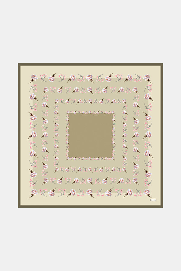 ÇİÇEK DESENLİ TWILL İPEK EŞARP