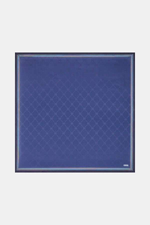 NAVY BLUE COTTON/SILK SCARF