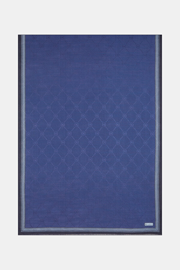 NAVY BLUE COTTON/SILK SHAWL