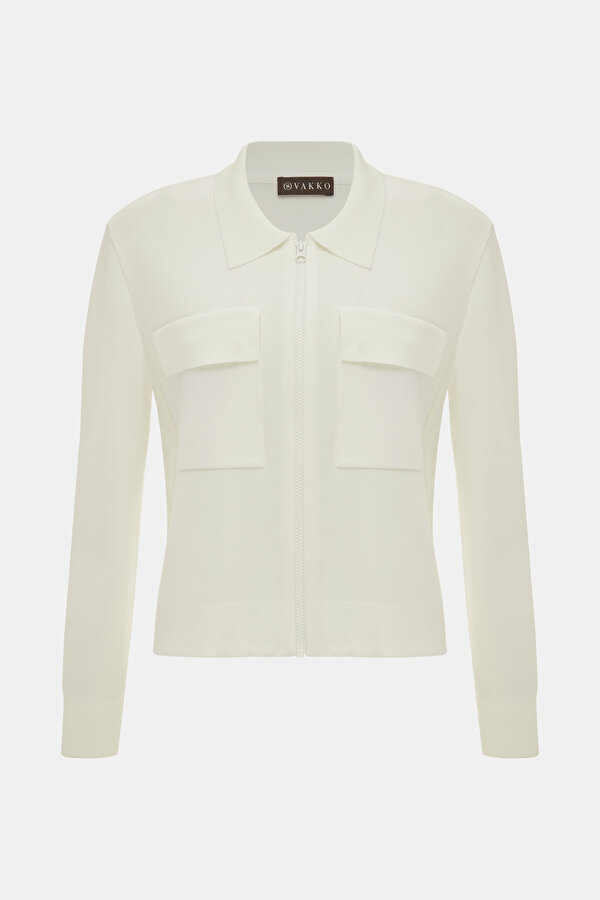 ECRU POLO NECK JACKET