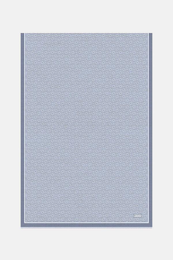 ICE BLUE MONOGRAM TWILL SHAWL