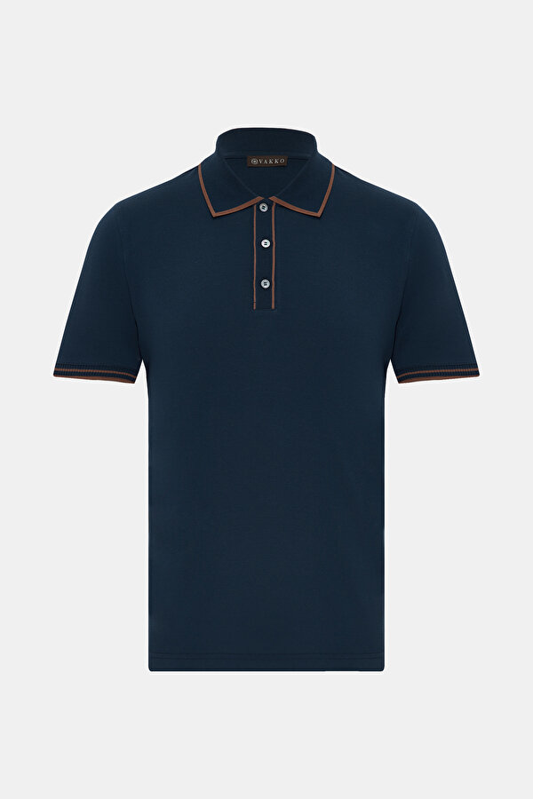 NAVY BLUE POLO NECK SHORT SLEEVE TSHIRT