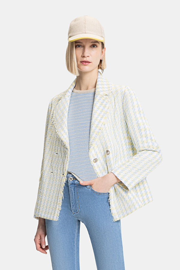 YELLOW SURPLICE NECKLINE (CROSS-OVER NECKLINE) JACKET
