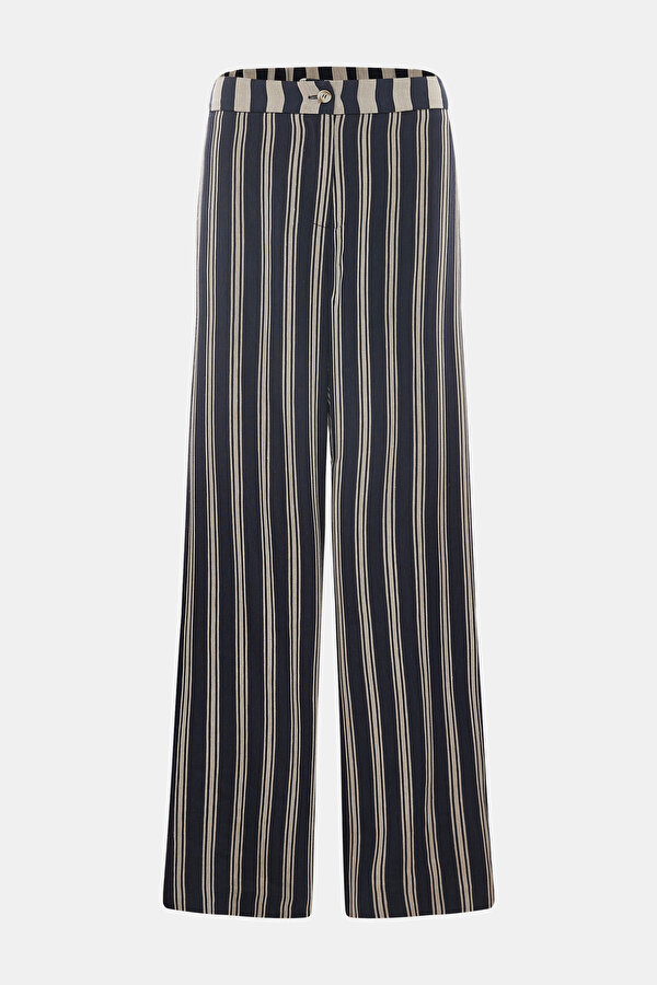 BEIGE STRIPED WIDE LEG TROUSERS 6