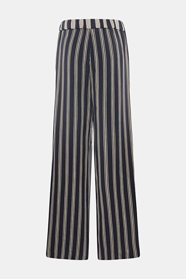 BEIGE STRIPED WIDE LEG TROUSERS 7