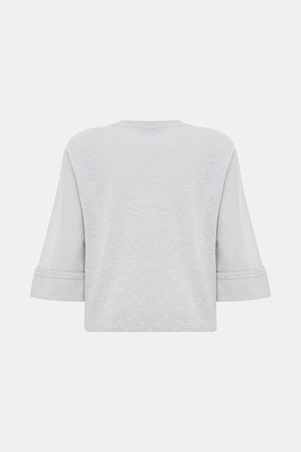 GREY BASIC / ROUND NECKLINE 3/4 SLEEVES TSHIRT 6