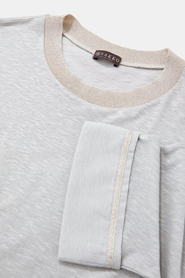 GREY BASIC / ROUND NECKLINE 3/4 SLEEVES TSHIRT 7