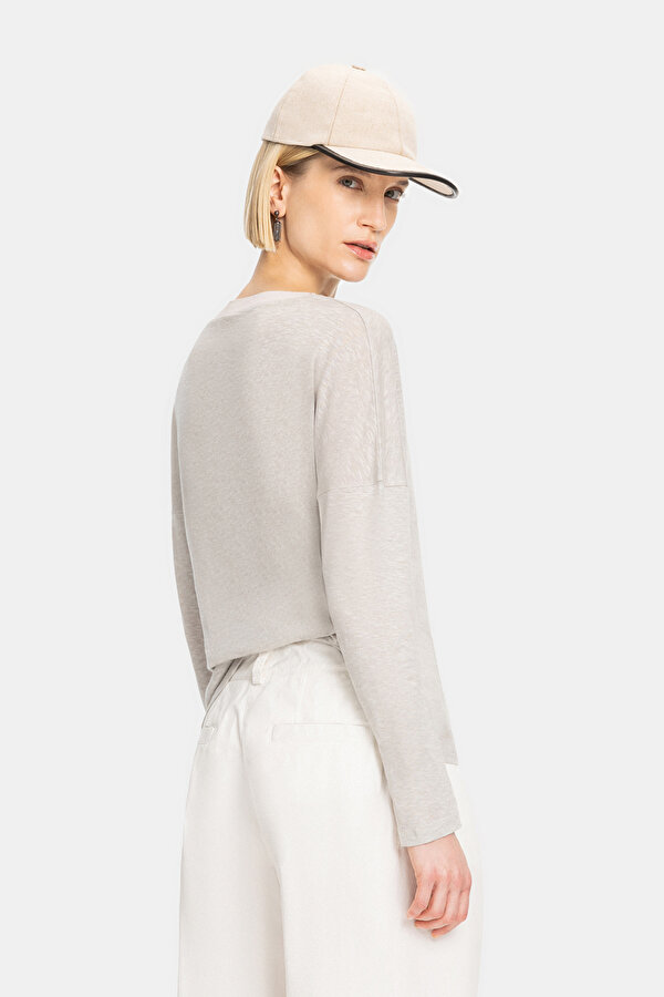 GREY V NECK LONG SLEEVE TSHIRT 2