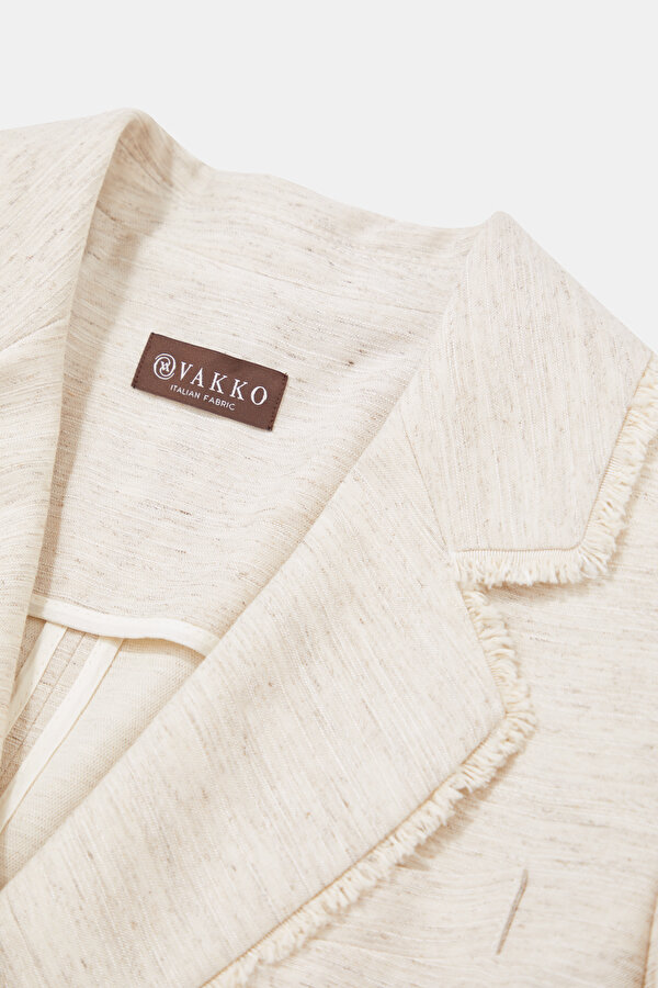 BEIGE SURPLICE NECKLINE (CROSS-OVER NECKLINE) JACKET 11