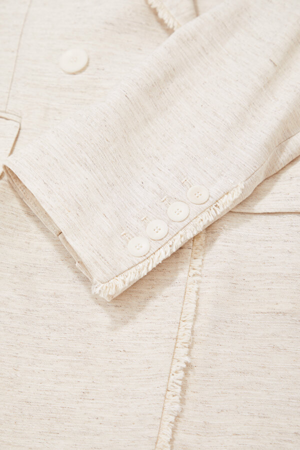 BEIGE SURPLICE NECKLINE (CROSS-OVER NECKLINE) JACKET 12
