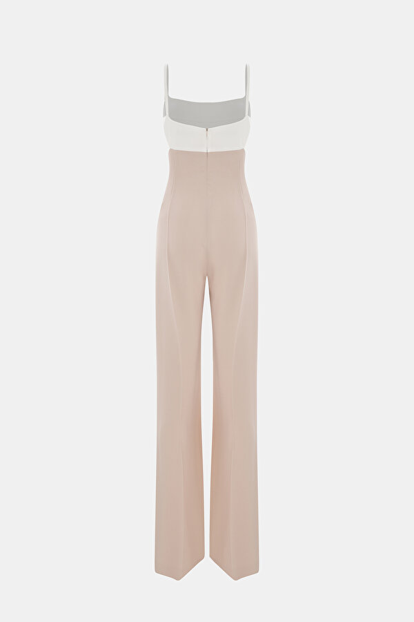 ECRU POWDER SQUARE SLEEVELESS SUSPENDER JUMPSUIT 6
