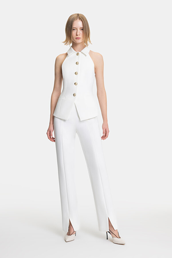 ECRU STRAIGHT CUT TROUSERS