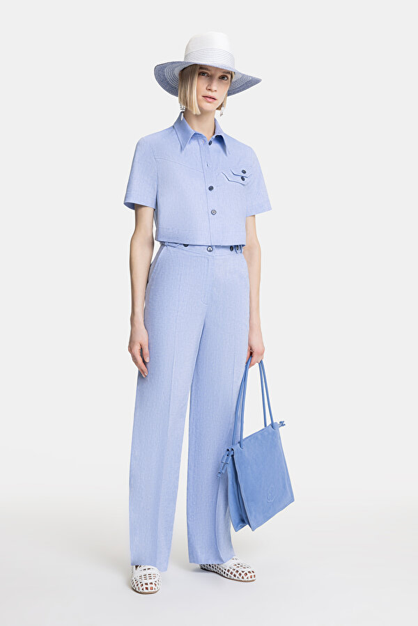 LIGHT BLUE STRAIGHT CUT TROUSERS
