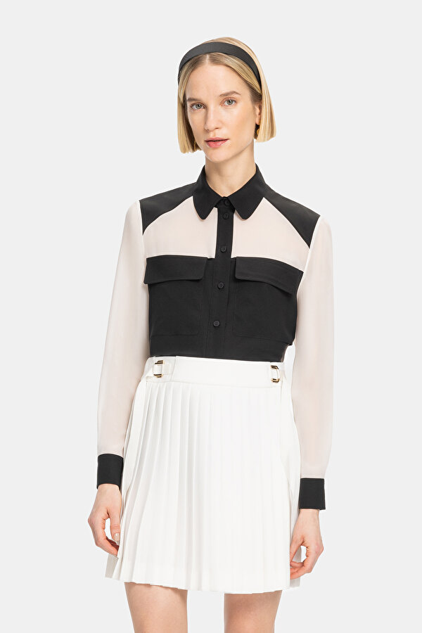 ECRU PLEATED ABOVE THE KNEE SKIRT 2
