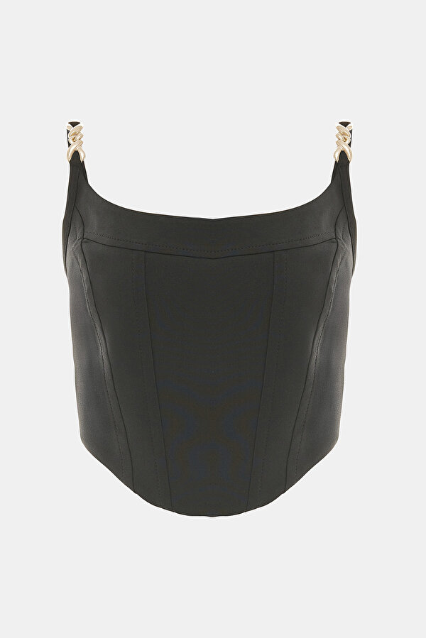 BLACK SQUARE SLEEVELESS SUSPENDER BLOUSE