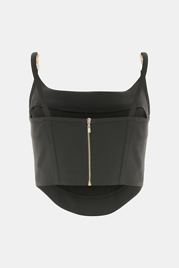 BLACK SQUARE SLEEVELESS SUSPENDER BLOUSE 2