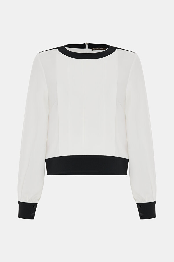 BLACK BASIC / ROUND NECKLINE LONG SLEEVE BLOUSE 6