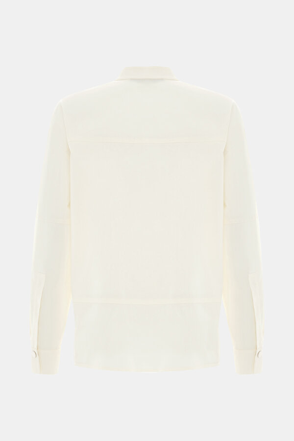 CREAM MANDARIN COLLAR LONG SLEEVE BLOUSE 7