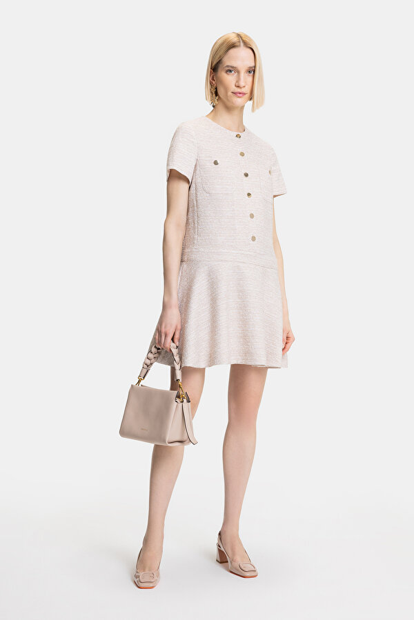 ECRU SHORT SLEEVE ABOVE THE KNEE DRESS