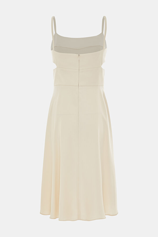 CREAM SLEEVELESS SUSPENDER ABOVE THE KNEE DRESS 6