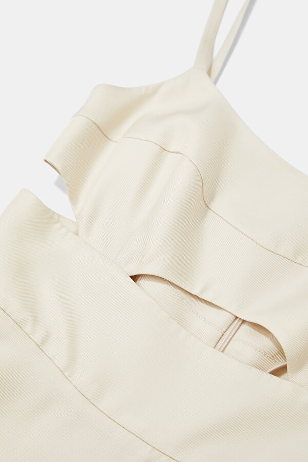 CREAM SLEEVELESS SUSPENDER ABOVE THE KNEE DRESS 7