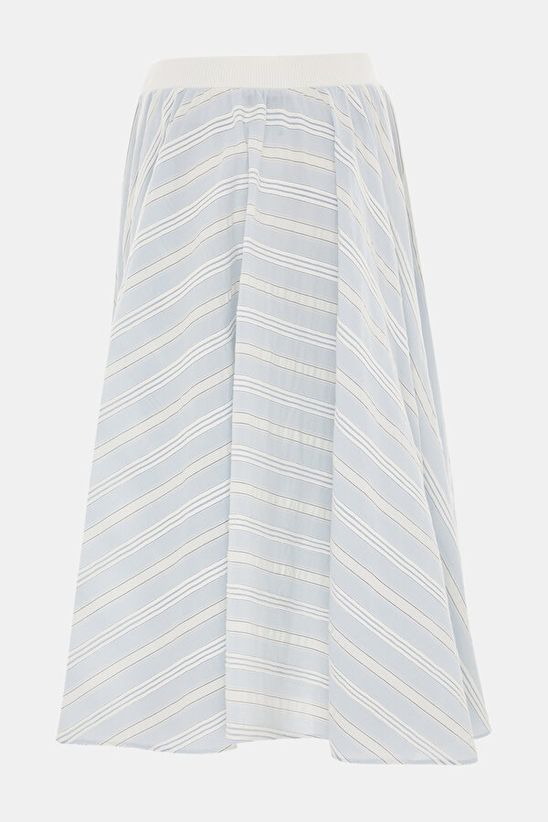 ECRU STRIPED PATTERNED BELOW THE KNEE SKIRT 6