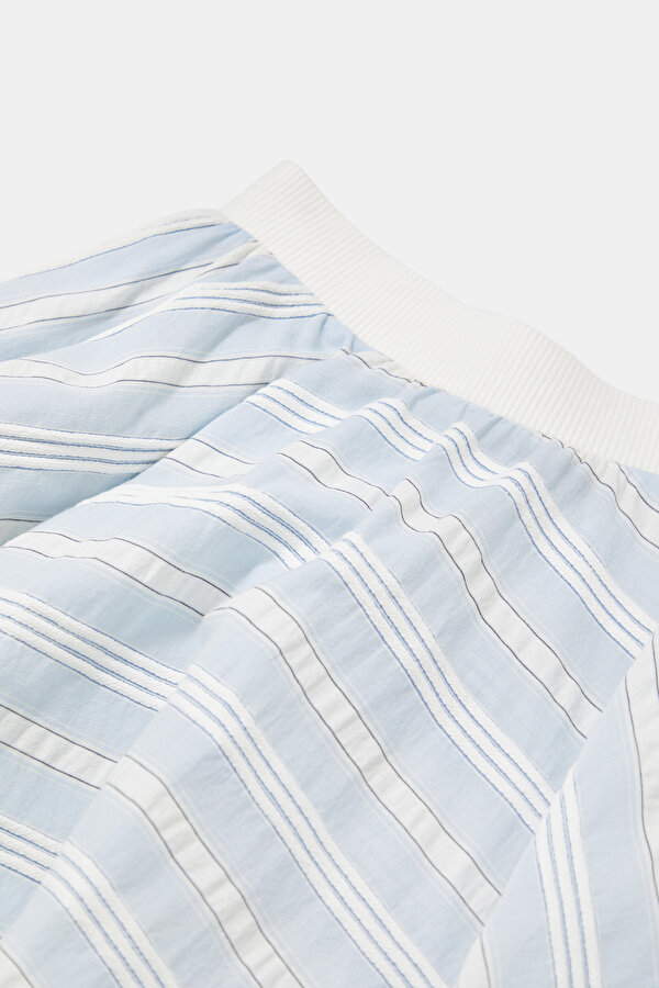 ECRU STRIPED PATTERNED BELOW THE KNEE SKIRT 7