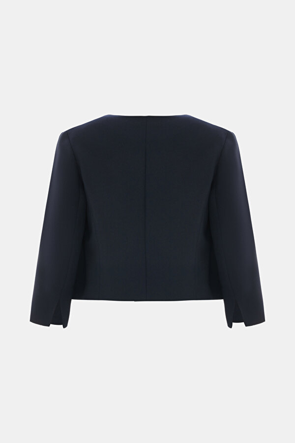 DARK NAVY BLUE BASIC / ROUND NECKLINE JACKET 2