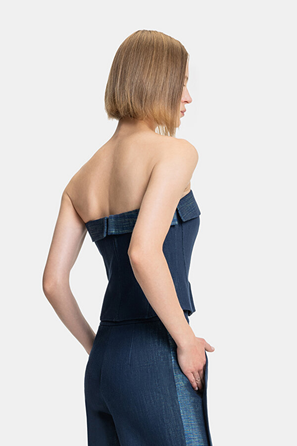 NAVY BLUE CLEAVAGE BLOUSE 2