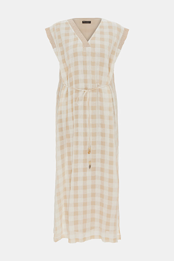 BEIGE SLEEVELESS MIDI DRESS 6