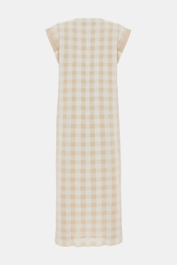 BEIGE SLEEVELESS MIDI DRESS 7