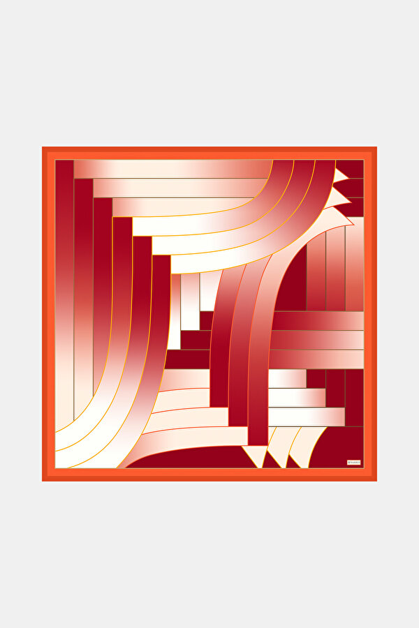 GEOMETRİK DESENLİ TWILL İPEK EŞARP