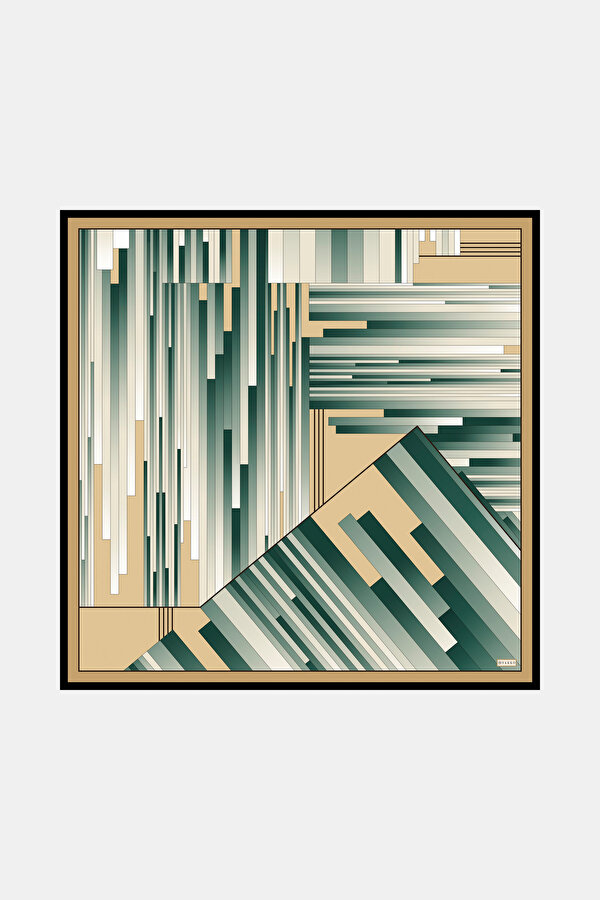 GEOMETRİK DESENLİ TWILL İPEK EŞARP