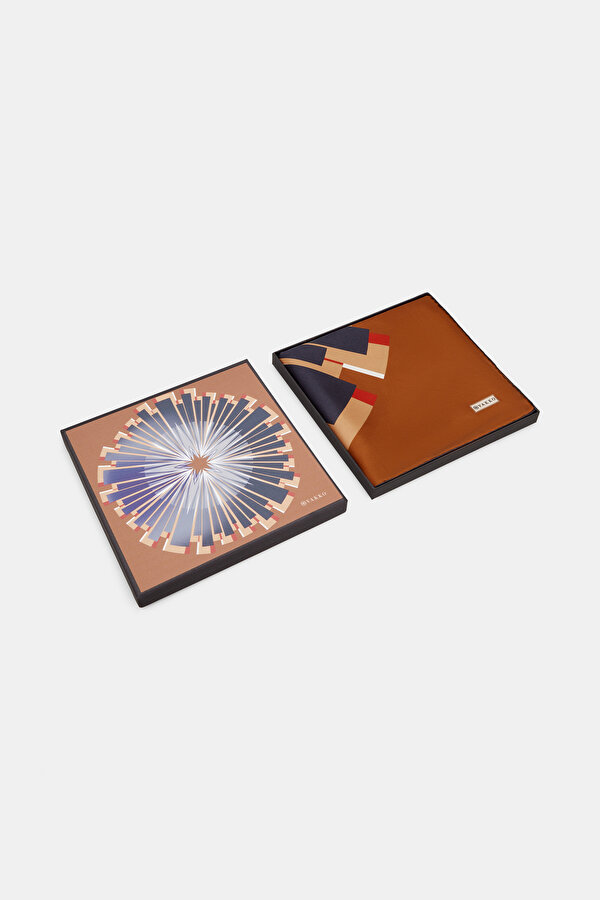 GEOMETRİK DESENLİ TWILL İPEK EŞARP 2