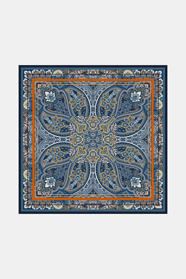 ORANGE PAISLEY PATTERNED TWILL SCARF