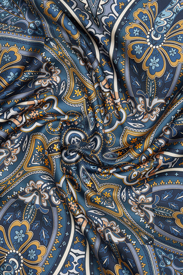 ORANGE PAISLEY PATTERNED TWILL SCARF 2