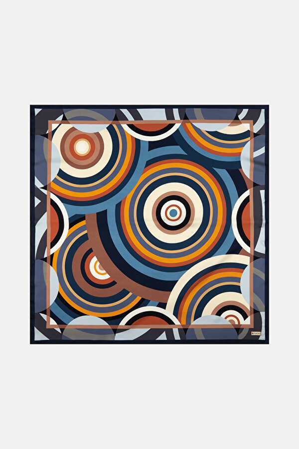 GEOMETRİK DESENLİ TWILL İPEK EŞARP