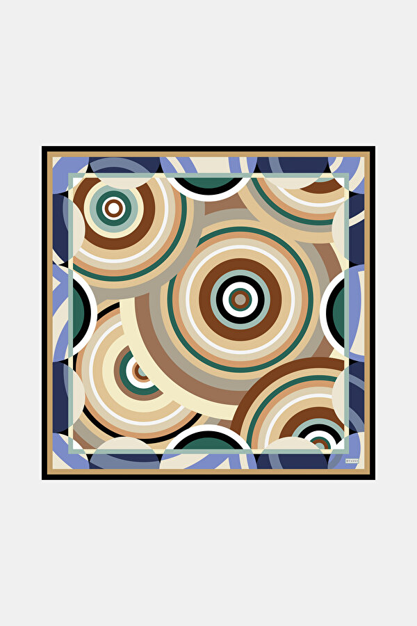 GEOMETRİK DESENLİ TWILL İPEK EŞARP