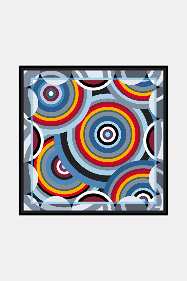 GEOMETRİK DESENLİ TWILL İPEK EŞARP