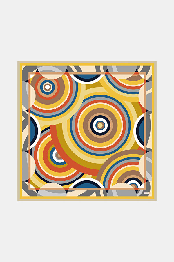 GEOMETRİK DESENLİ TWILL İPEK EŞARP