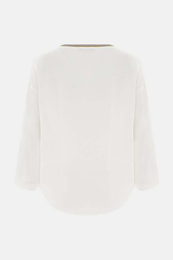 ECRU BASIC / ROUND NECKLINE LONG SLEEVE BLOUSE 2